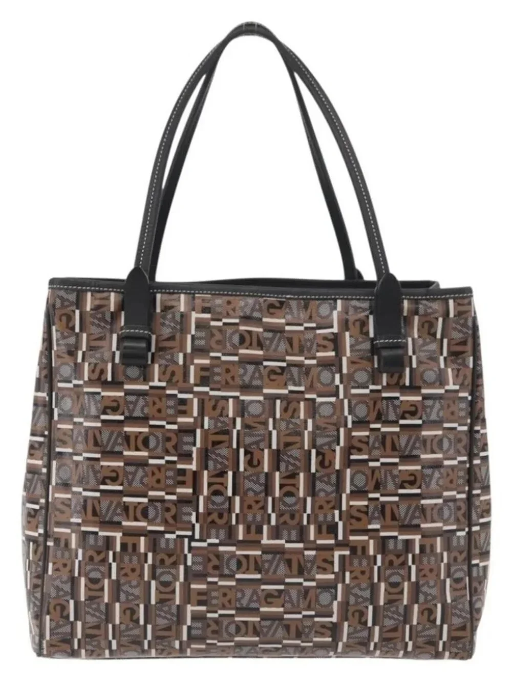 Salvatore Ferragamo Tote Bag PVC Brown Auth BA11865